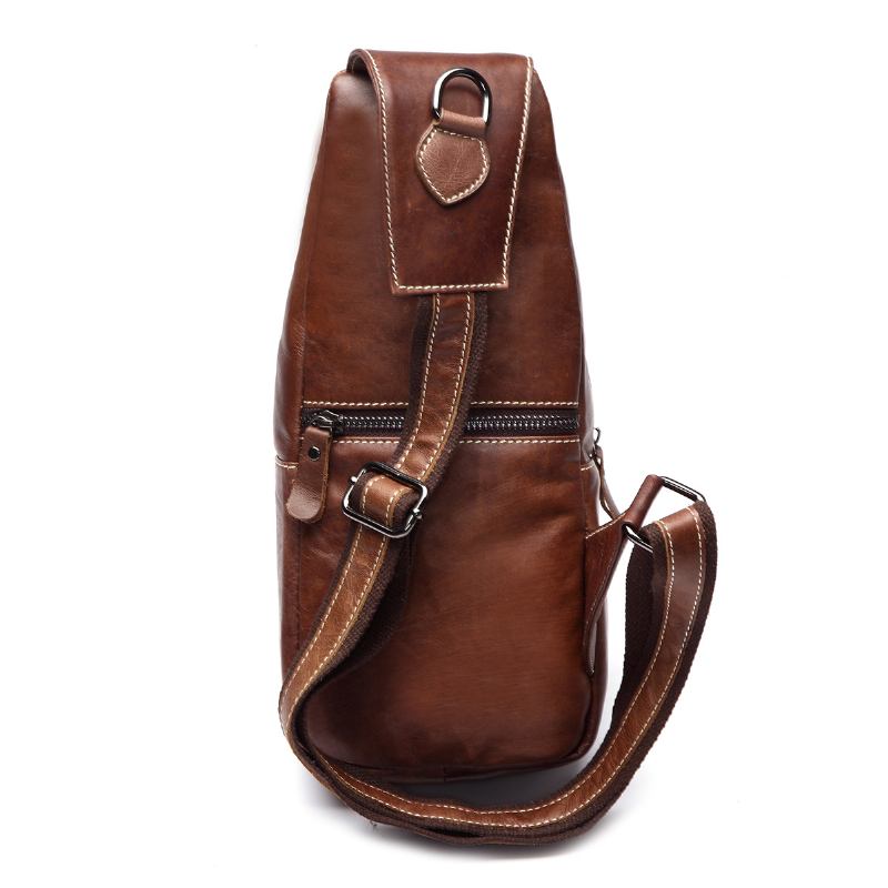 Män Äkta Läder Slitage Motståndskraftig Texturerad Business Casual Brun Svart Bröstväska Axelremsväska