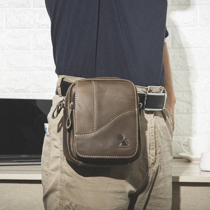 Män Äkta Läder Slitstark Stor Kapacitet Vintage Kohud Crossbody-väskor Axelväska Enkel Väska