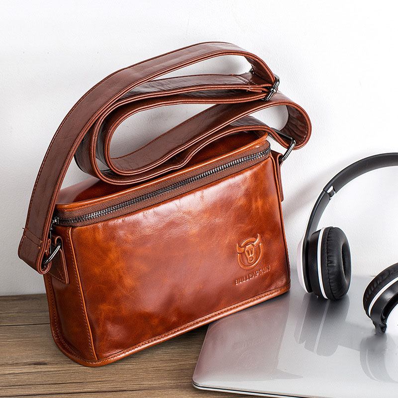 Män Äkta Läder Stöldskyddande Slitstark 7.9 Tum Ipad Vintage Fyrkantig Väska Crossbody-väska Axelväska