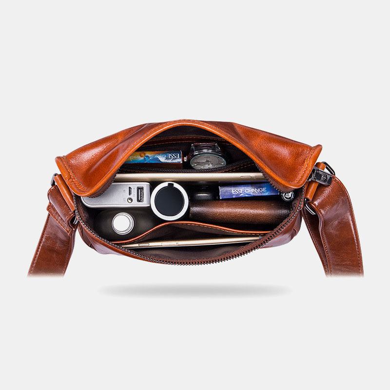 Män Äkta Läder Stöldskyddande Slitstark 7.9 Tum Ipad Vintage Fyrkantig Väska Crossbody-väska Axelväska