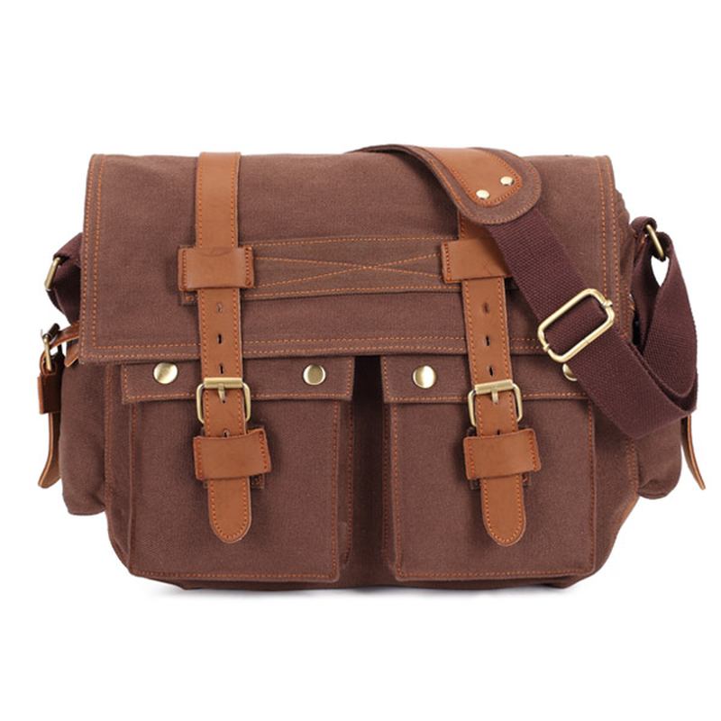 Män Canvas Microfibric Läder Casual Outdoor Messenger Shoulder Bag