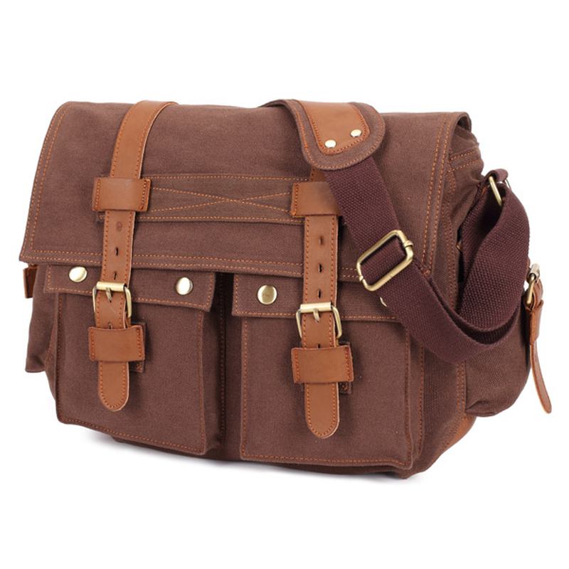 Män Canvas Microfibric Läder Casual Outdoor Messenger Shoulder Bag
