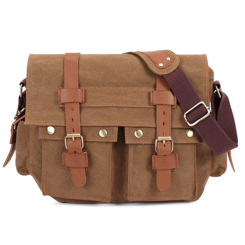 Män Canvas Microfibric Läder Casual Outdoor Messenger Shoulder Bag