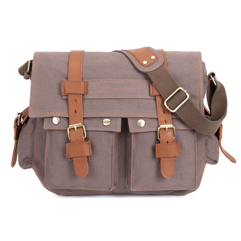 Män Canvas Microfibric Läder Casual Outdoor Messenger Shoulder Bag