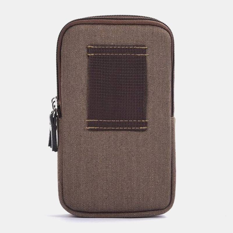 Män Canvas Multi-pocket Outdoor Sports 6.3 Tums Telefonväska Midjeväska Sling Bag
