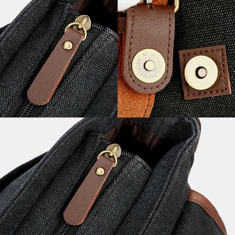 Män Canvas Multi-pocket Slitbeständig Vintage Business Messenger Bag Laptopväska Crossbody Bag Handväska