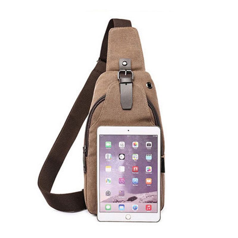 Män Canvas Sling Bag Outdoor Sport Casual Chest Pack Crossbody Swagger Bag