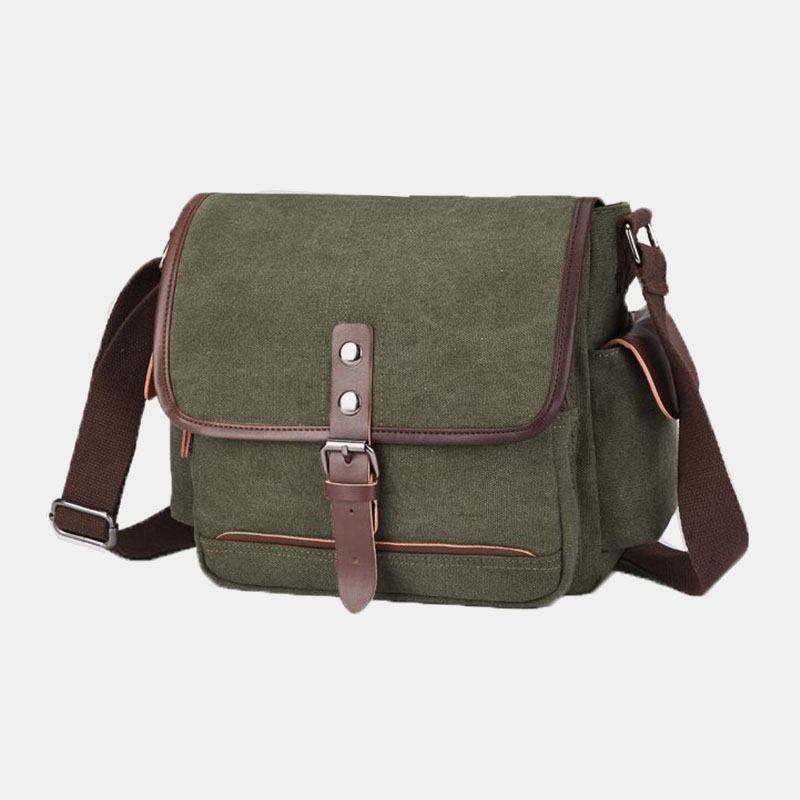 Män Canvas Stor Kapacitet Vattentät Vintage Laptop Messenger Bag Axelväska Crossbody Bag