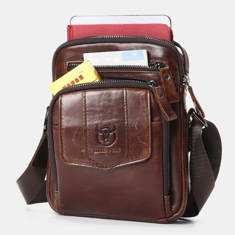 Män Casual Axelväska I Äkta Läder Crossbody-väska För Utomhusbruk