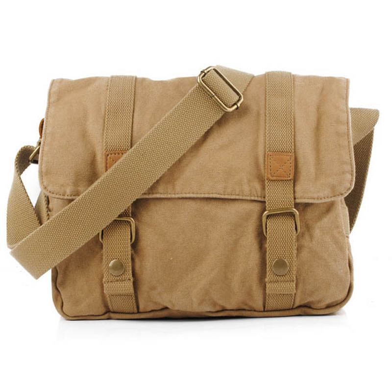 Män Casual Canvas Kohud Stor Crossbody Axelväska