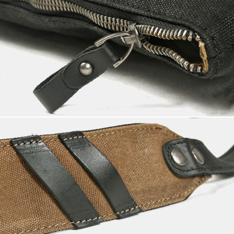 Män Casual Slitstark Vattentät Canvas Portfölj Multi-pocket Färg Kontrast Crossbody Axelväska