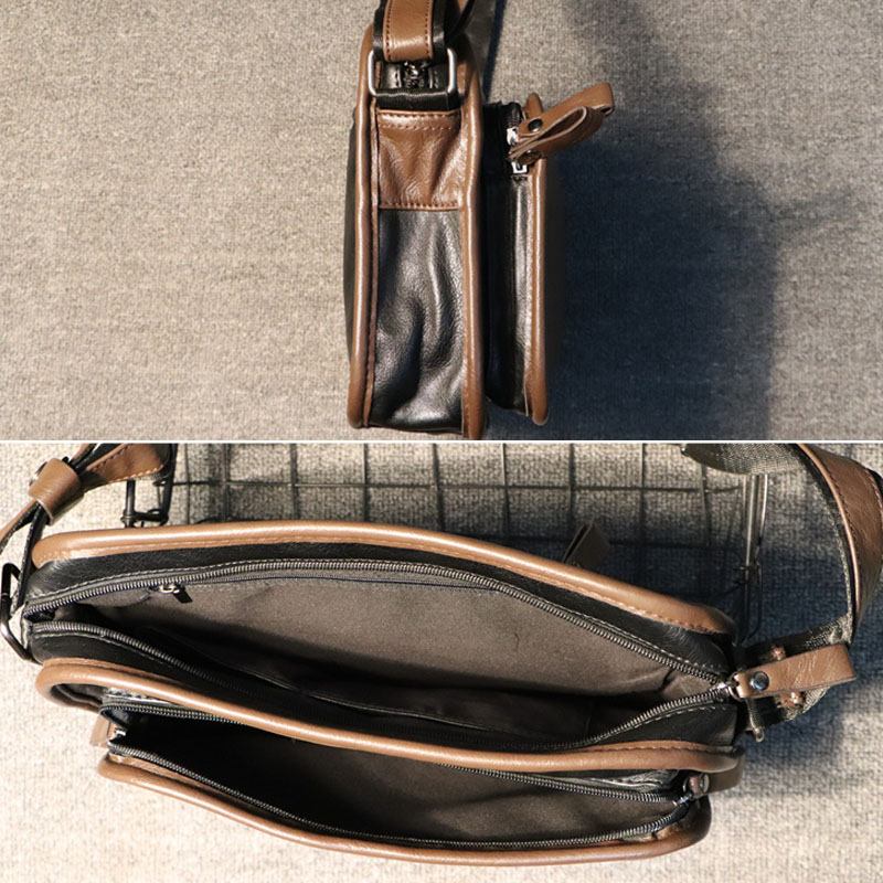 Män Casual Soft Leather Back Anti-theft Pocket Crossbody Bags Messenger Shoulder Bag
