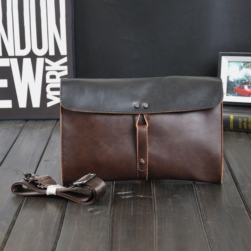 Män Faux Leather Retro Business Clutch Bag Casual Axelväska Crossbody Bag