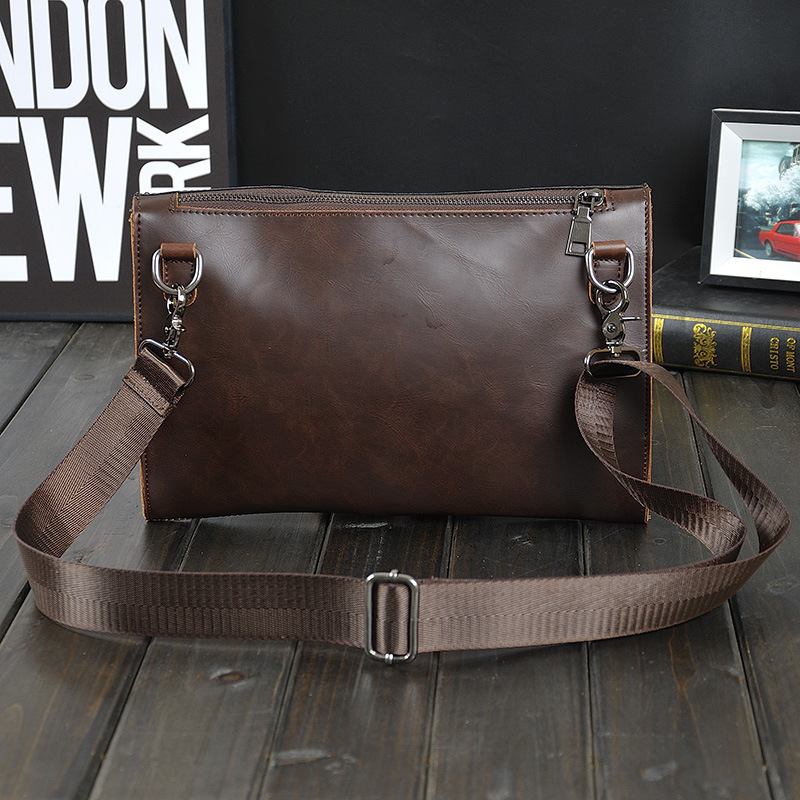 Män Faux Leather Retro Business Clutch Bag Casual Axelväska Crossbody Bag