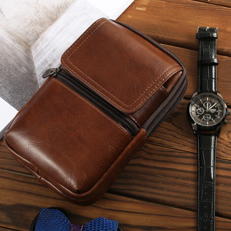 Män Kohud Minimalistisk Mode Telefonficka Midjeväska Crossbody-väska