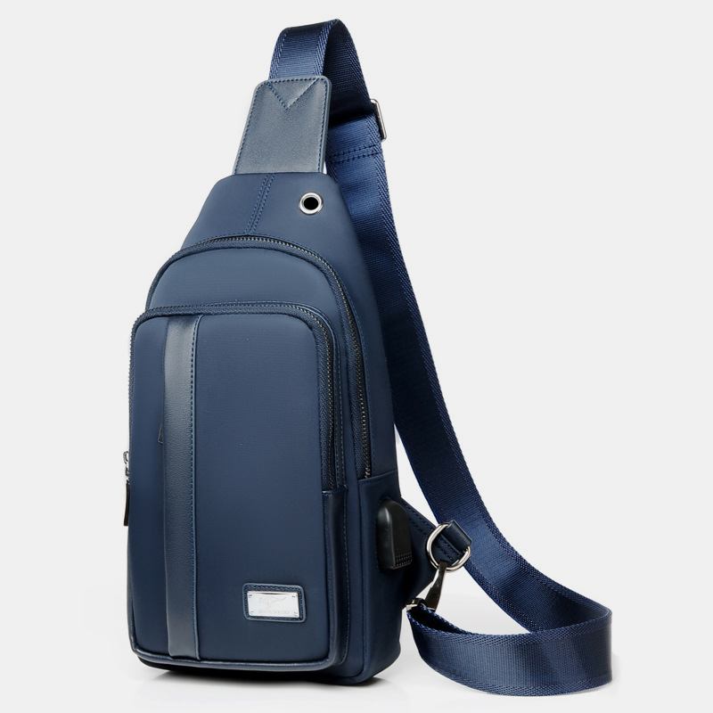 Män Konstläder Mode Bröstväska Axelväska Crossbody-väska Med Usb-laddningsport