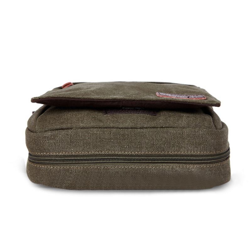 Män Kvinnor Canvas Fritid Multi Pocket Crossboby Bag Kapacitet Axelväska