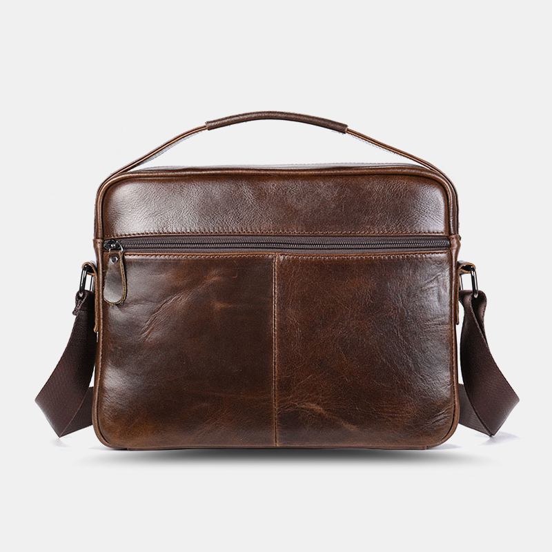 Män Oljevax Läder Stor Kapacitet Vattentät Messenger Bag Portfölj Multi-pocket Kohud Crossbody Väskor Axelväska