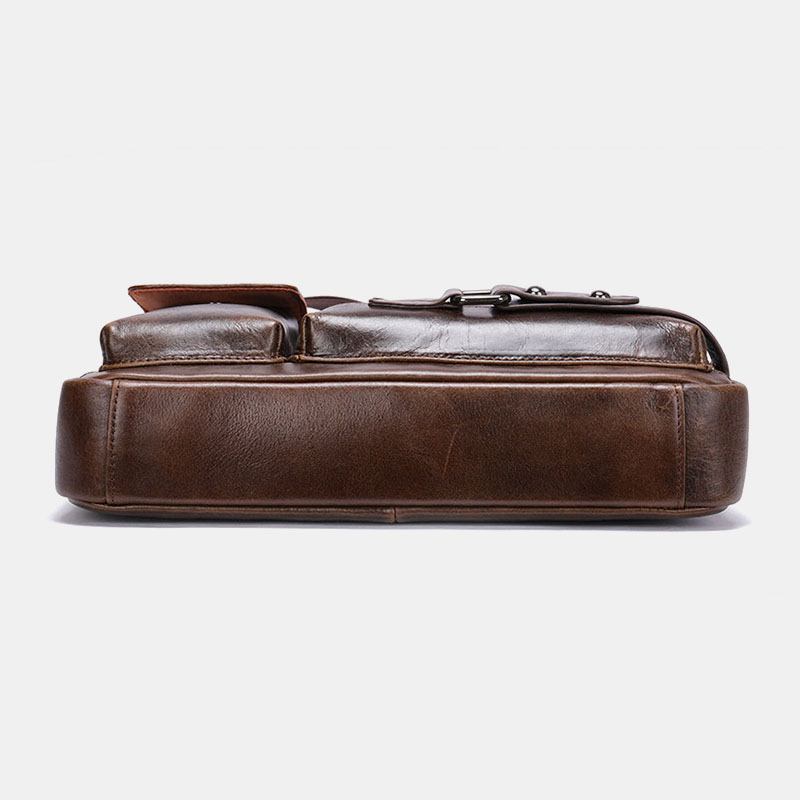 Män Oljevax Läder Stor Kapacitet Vattentät Messenger Bag Portfölj Multi-pocket Kohud Crossbody Väskor Axelväska