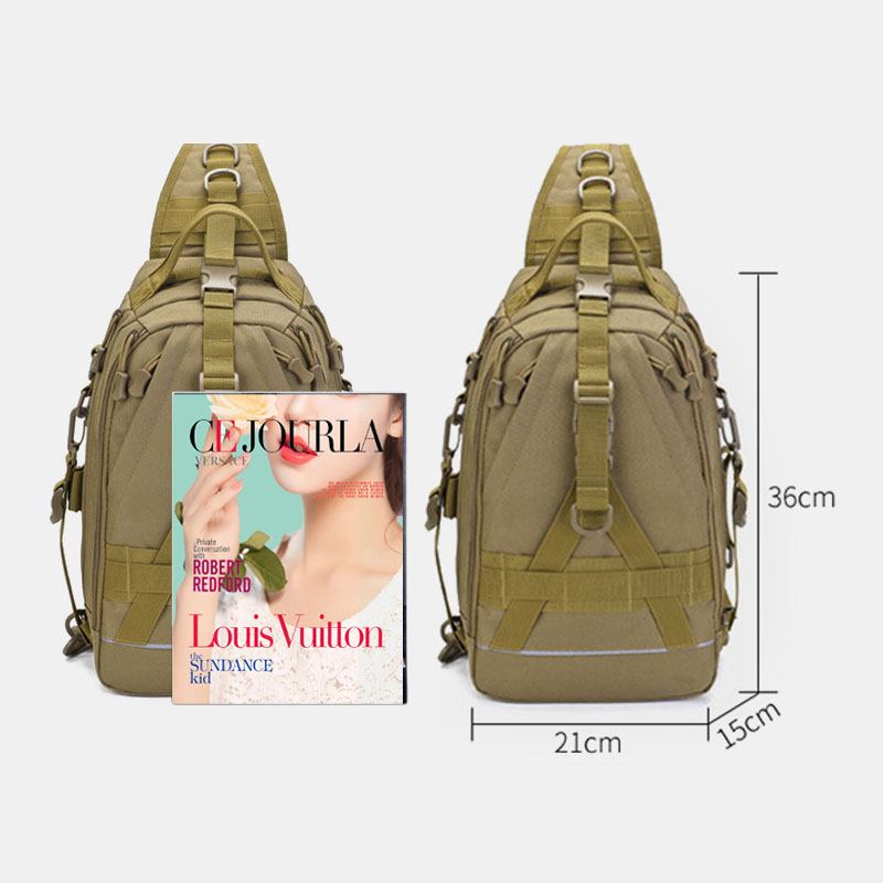 Män Oxford Camo Multifunktion Vattentät Utomhussport Ridning Taktisk Axelväska Crossbody-väska Bröstväska