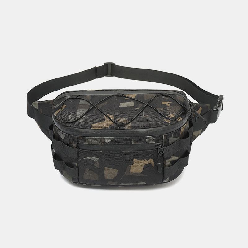 Män Oxford Multi-carry Anti-stöld Multi-pocket Vattentät Casual Crossbody Bag Bröstväska Sling Bag