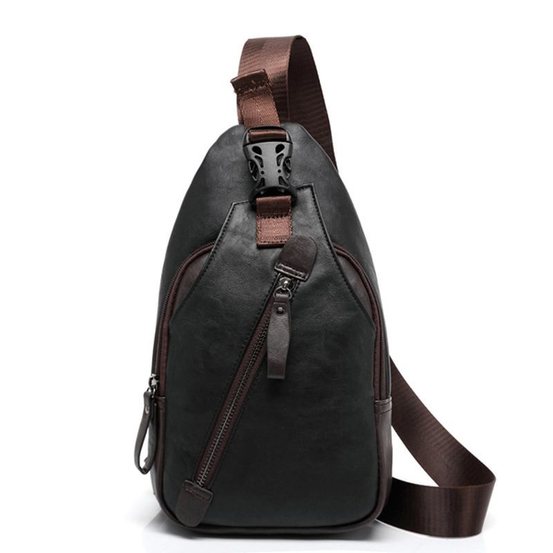 Män Pu Crossbody Bag Kapacitet Fritid Axelbröstväska