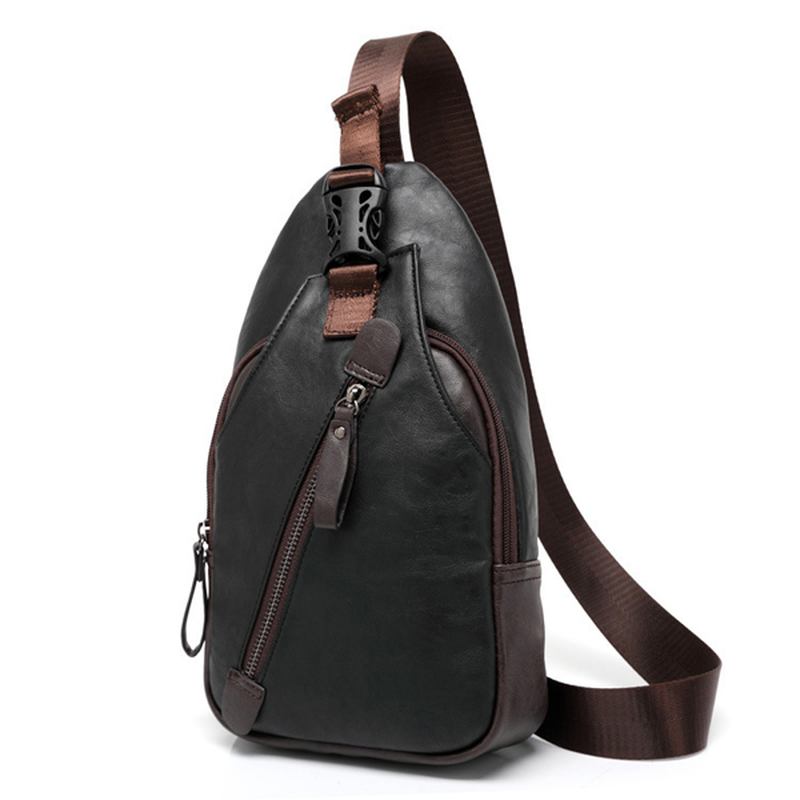Män Pu Crossbody Bag Kapacitet Fritid Axelbröstväska