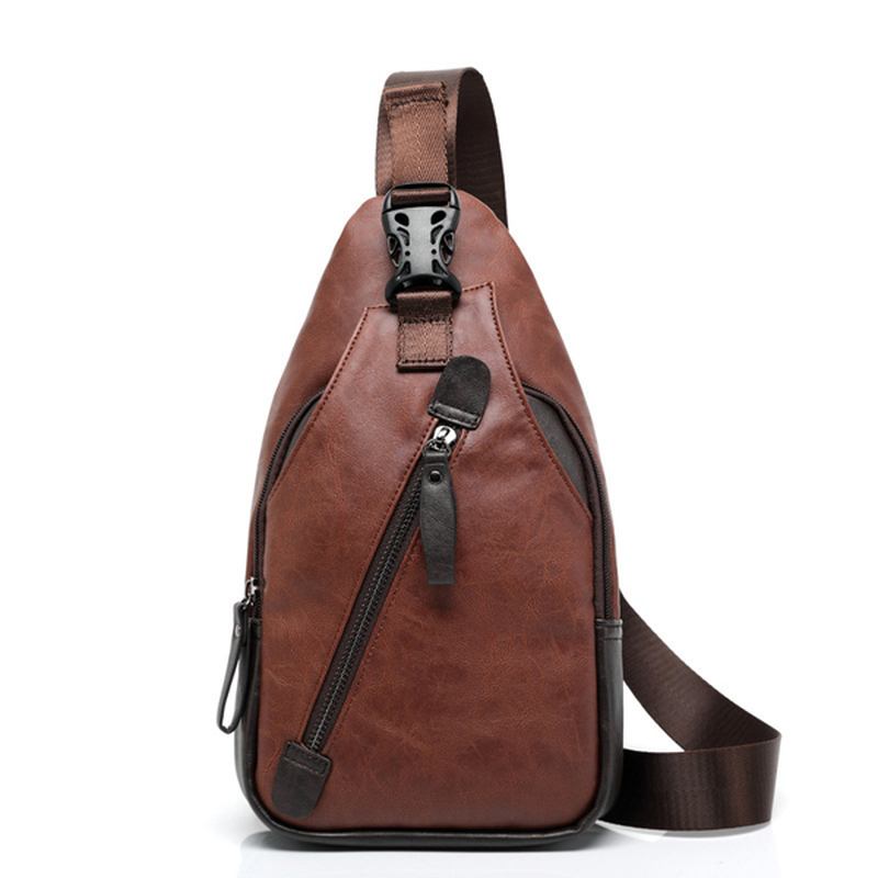 Män Pu Crossbody Bag Kapacitet Fritid Axelbröstväska