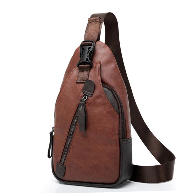 Män Pu Crossbody Bag Kapacitet Fritid Axelbröstväska