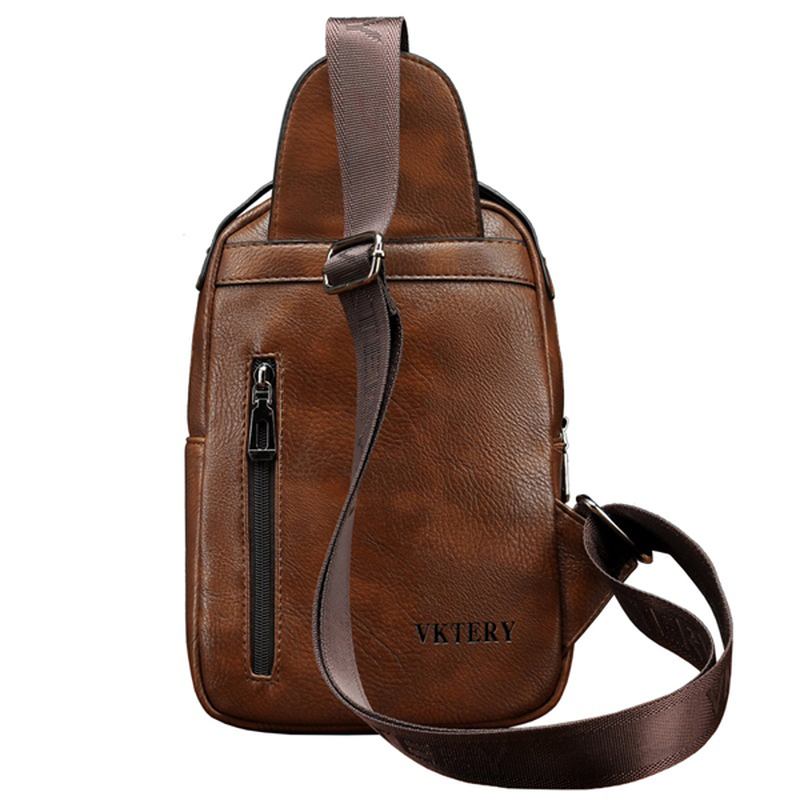 Män Pu-läder Business Casual Bröstväska Crossbody Axelväska För Fritid