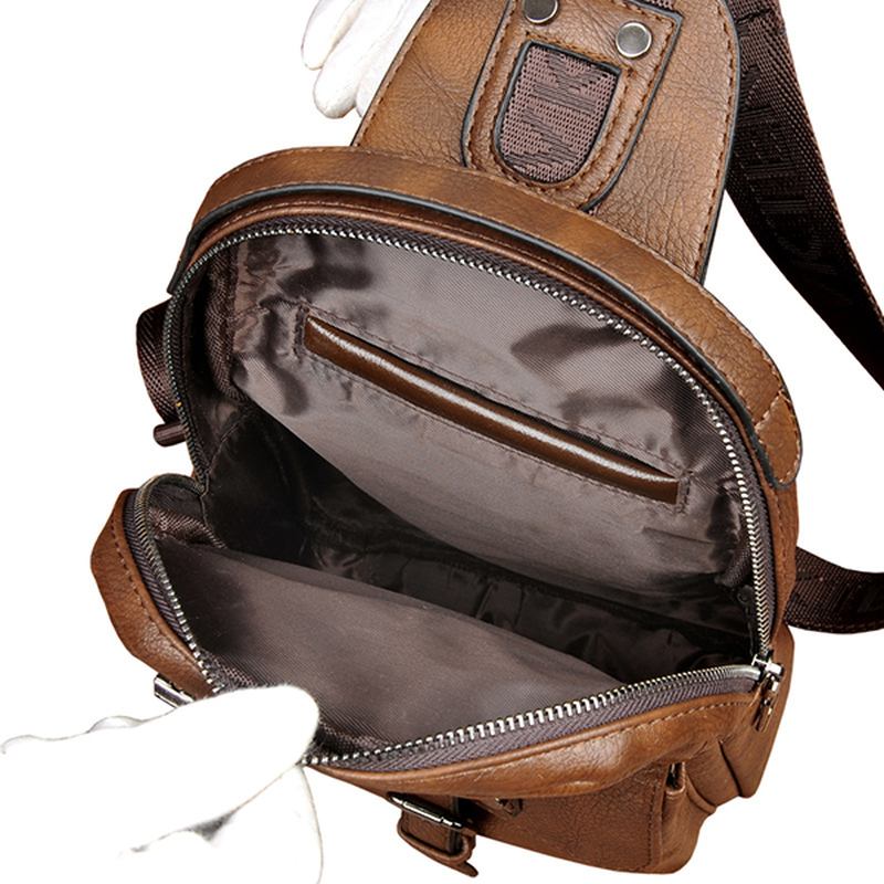Män Pu-läder Business Casual Bröstväska Crossbody Axelväska För Fritid