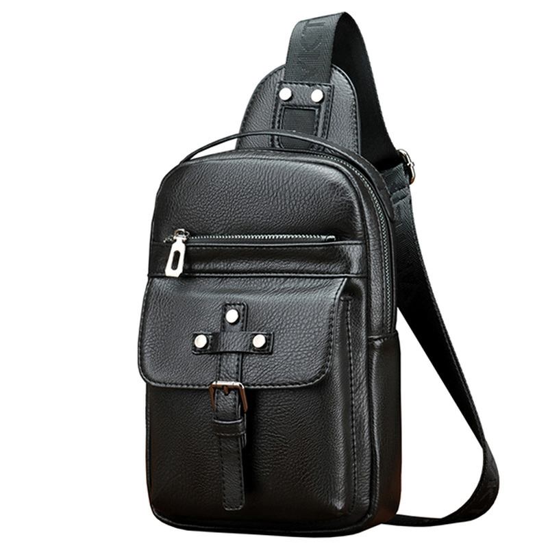 Män Pu-läder Business Casual Bröstväska Crossbody Axelväska För Fritid
