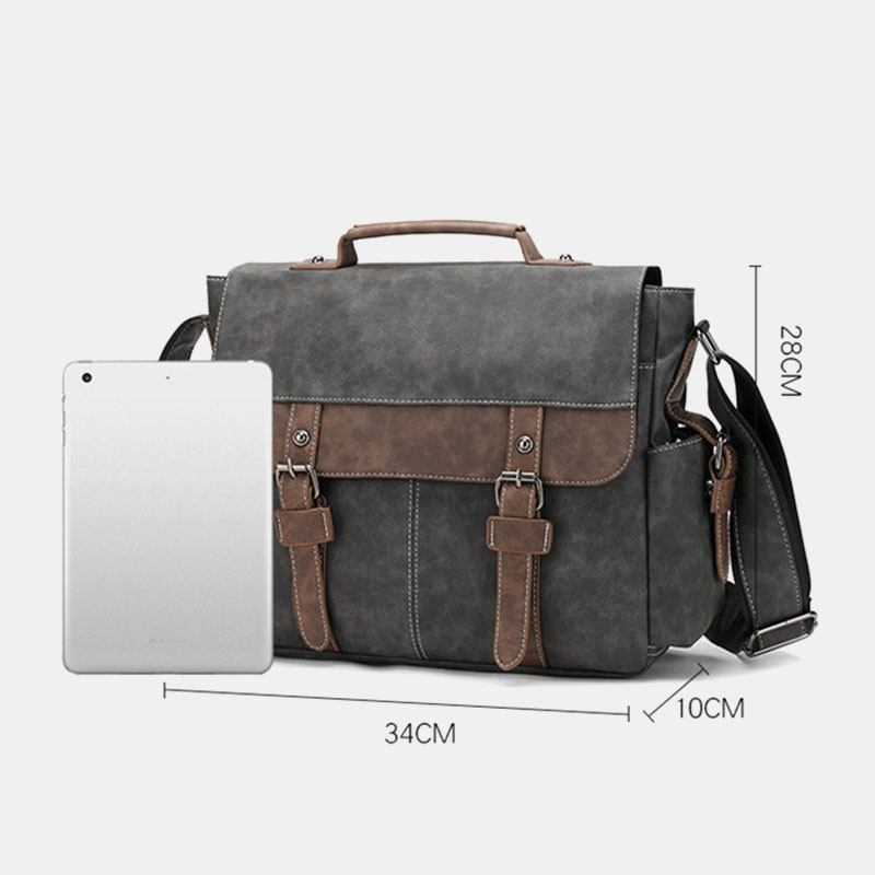 Män Pu-läder Flap-over Crossbody-väskor Med Stor Kapacitet Casual Mode Messenger-väska Med Flera Fickor Handväska Axelväska
