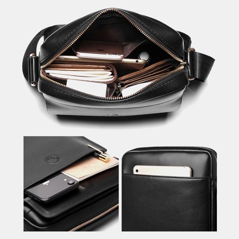 Män Pu-läder Flerfack Slitstark Crossbody-väska Axelväska Business Casual 6.3 Tums Telefonväska