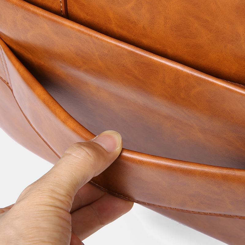Män Pu-läder Multi-pocket 14 Tums Bärbar Datorväska Messenger Bag Resor Crossbody Bag Handväska