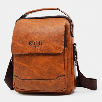 Män Pu-läder Multi-pocket Anti-stöld Retro Crossbody-väskor Axelväska Handväska Messenger Bag Portfölj