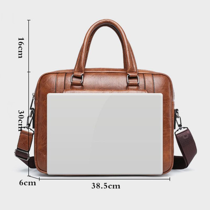 Män Pu Läder Multifunktion Multi-pocket Vintage Messenger Bag Crossbody Bag Handväska Axelväska