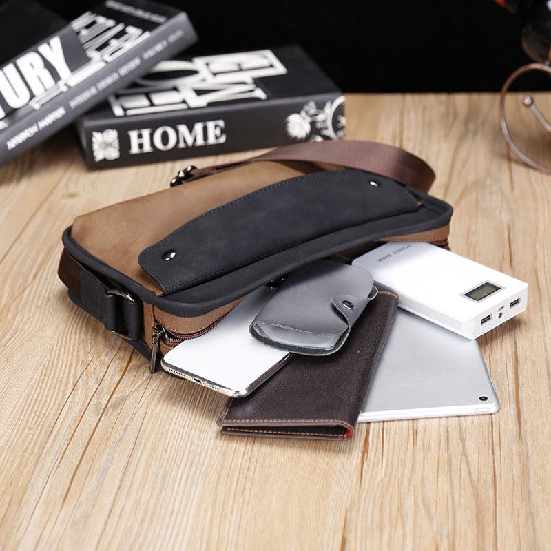 Män Pu-läder Stöldskydd Brittisk Retro Crossbody-väska Axelväska Messenger-väska