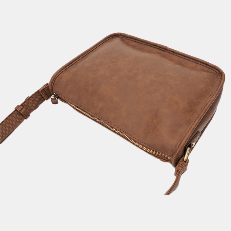 Män Pu-läder Stor Kapacitet Vintage 6.3 Tums Telefonväska Messenger Bag Crossbody-väskor Axelväska