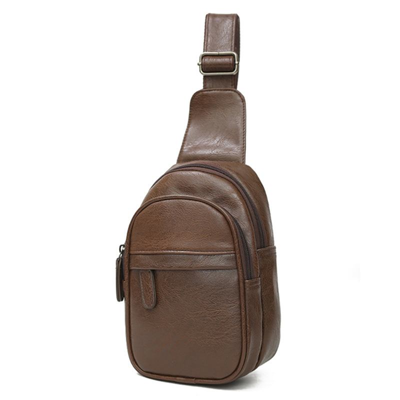 Män Pu-läder Vattentät Casual Crossbody-väska Bröstväska Cykling Outdoor Sports Axelväska