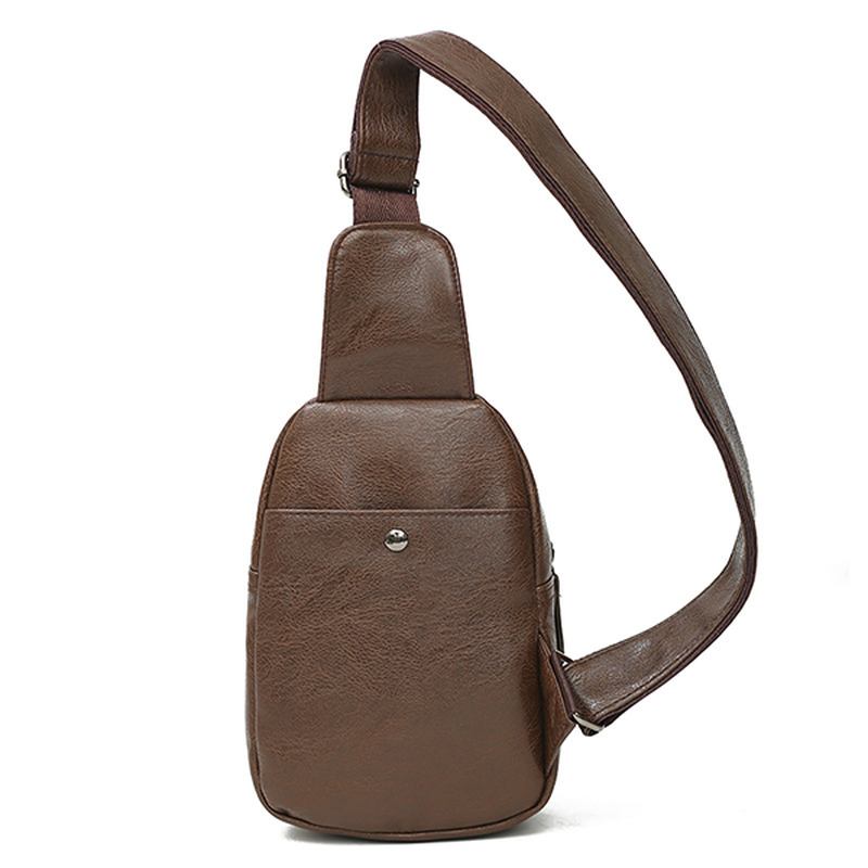 Män Pu-läder Vattentät Casual Crossbody-väska Bröstväska Cykling Outdoor Sports Axelväska