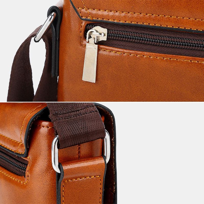 Män Pu-läder Vattentät Crossbody-väskor Med Stor Kapacitet Baksida Stöldskyddande Ficka Slitsäker Axelväska