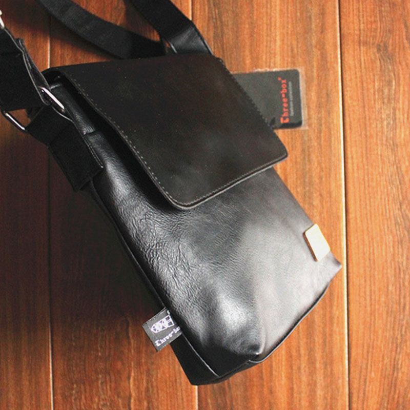 Män Pu Leahter Rygg Stöldskyddsficka Crossbody-väskor Casual 6.5 Tums Telefonväska Messenger Bag Axelväska Resväska