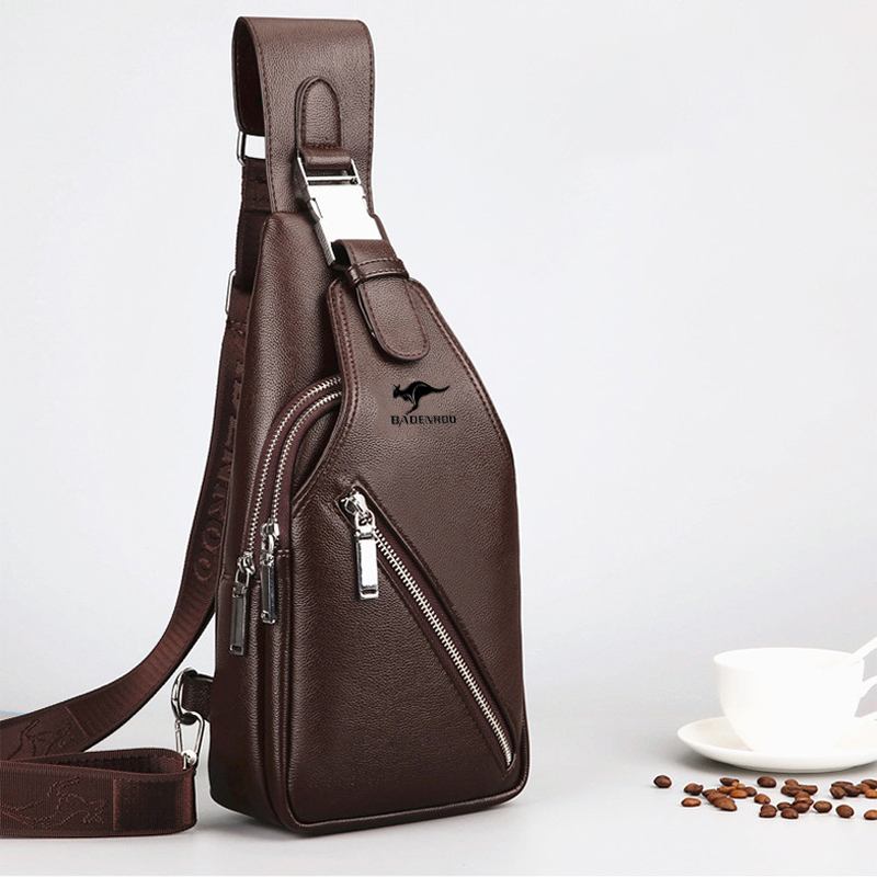 Män Shoulder Messenger Chest Bag Ny Casual Bag Tide Läder Anti-theft Sport Outdoor