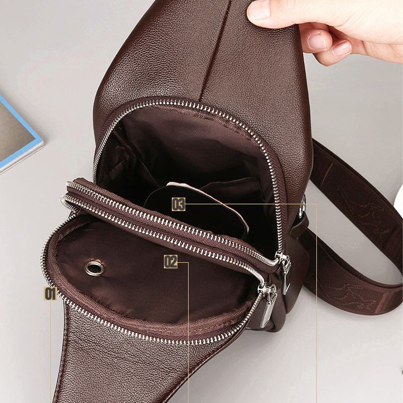 Män Shoulder Messenger Chest Bag Ny Casual Bag Tide Läder Anti-theft Sport Outdoor