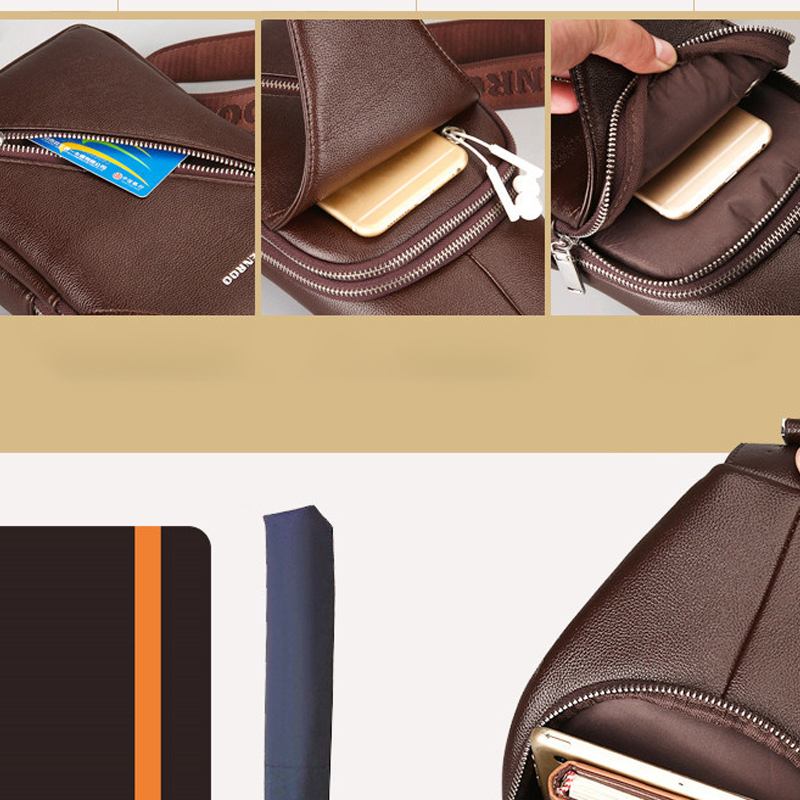 Män Shoulder Messenger Chest Bag Ny Casual Bag Tide Läder Anti-theft Sport Outdoor