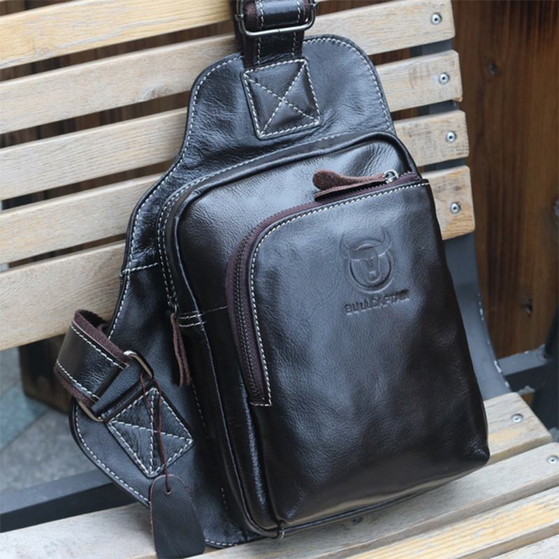 Män Slingväska I Äkta Läder Business Casual Outdoor Chest Crossbody-väska För Ipad Mini