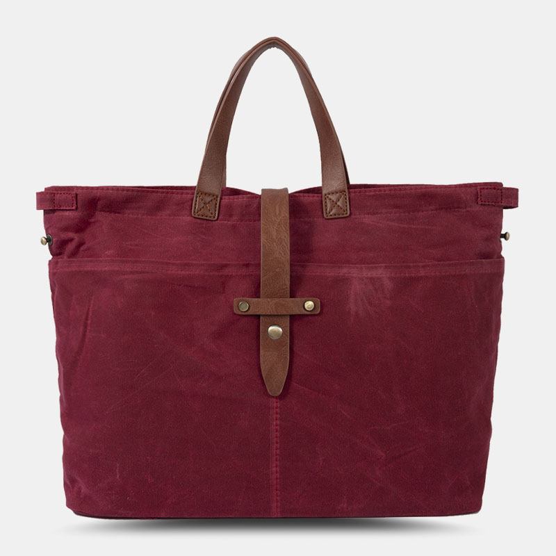 Män Vintage Patchwork Washed Craft Canvas Crossbody Bag Portfölj Lärarväska