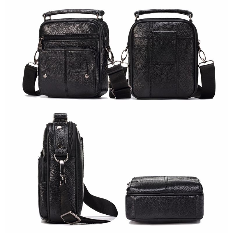 Messenger-väska I Äkta Läder För Män Liten Lyxmärke Med Blixtlås Designer Axelväska Casual Bag