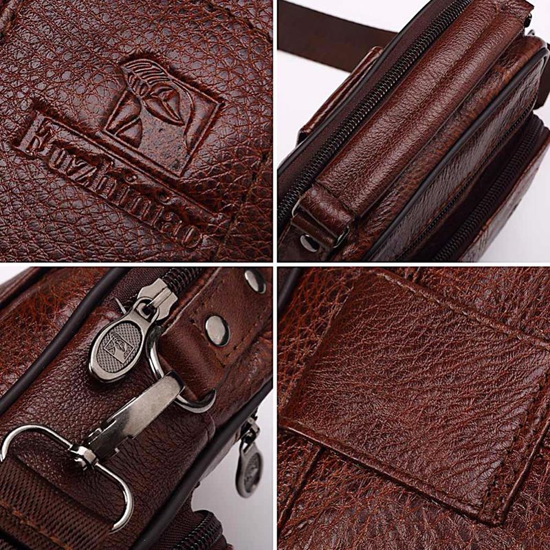 Messenger-väska I Äkta Läder För Män Liten Lyxmärke Med Blixtlås Designer Axelväska Casual Bag